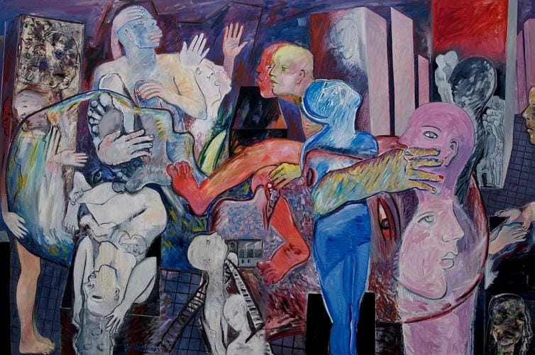 <em>Visitation at The Blocks, Berlin</em>. 2011, oil, 203x304cm.