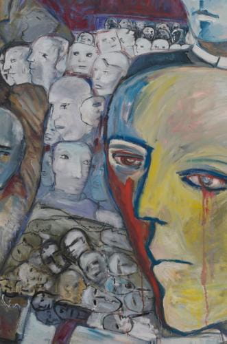 <em>The Trial</em> (detail: the scribe)